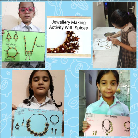 St. Mark's Girls School, Meera Bagh - Jewellery Making Activity with Spices by Class 3 : Click to Enlarge