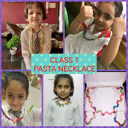 St. Mark's Girls School, Meera Bagh - Last day activities by Class Seedling and Class 1 : T-Shirt Print and Pasta Necklace : Click to Enlarge