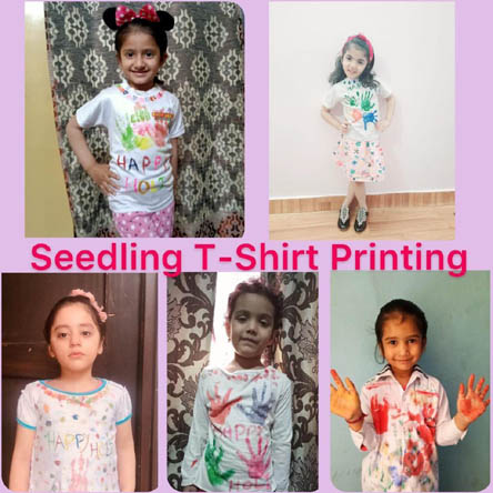 St. Mark's Girls School, Meera Bagh - Last day activities by Class Seedling and Class 1 : T-Shirt Print and Pasta Necklace : Click to Enlarge