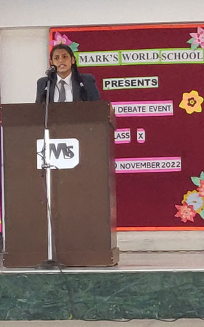 St. Mark's World School, Meera Bagh - Debate Event for Class 10 : Click to Enlarge