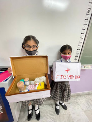 St. Mark's World School, Meera Bagh - First Aid Box activity by Class 4 : Click to Enlarge