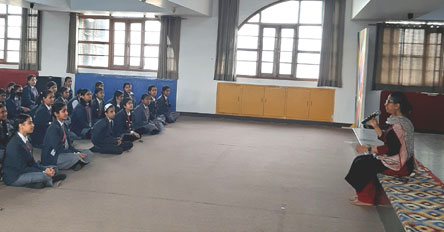 St. Mark's World School, Meera Bagh - Meditation Session for the students of Class IX : Click to Enlarge