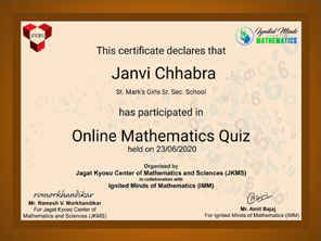 St. Mark's Girls School, Meera Bagh - Online Mathematics Quiz : Click to Enlarge
