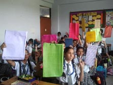 SMS, Girls School - Paper Bag Making Workshop : Click to Enlarge