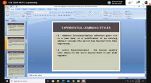 St. Mark's Girls School, Meera Bagh - Webinar CBSE - COE Workshop on Kolb's Experiential Learning Cycle : Click to Enlarge