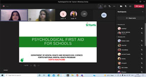 St. Mark's Girls School, Meera Bagh - Workshop for Teachers on Psychological First Aid - World Mental Health Day Celebration : Click to Enlarge