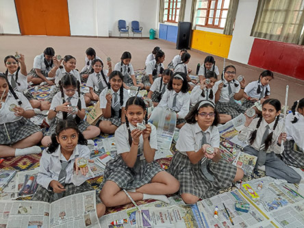 St. Mark's World School, Meera Bagh - Basket Weaving Activity by students of Class 6 : Click to Enlarge